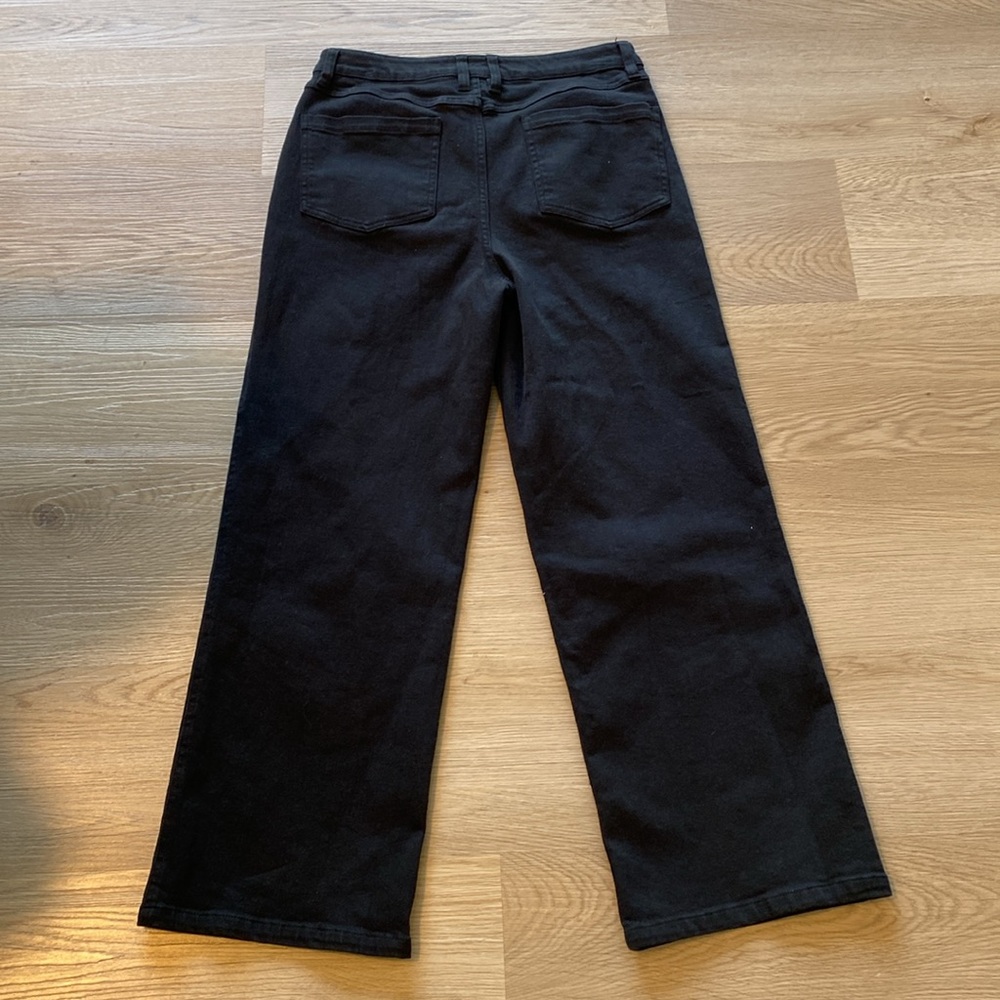 Hudson Wide Leg Cropped Dark Denim Trousers - Picture 5 of 9